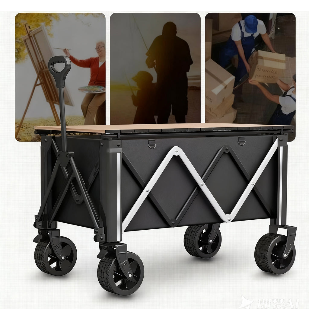 Foldable, easy to store, outdoor camping handcart