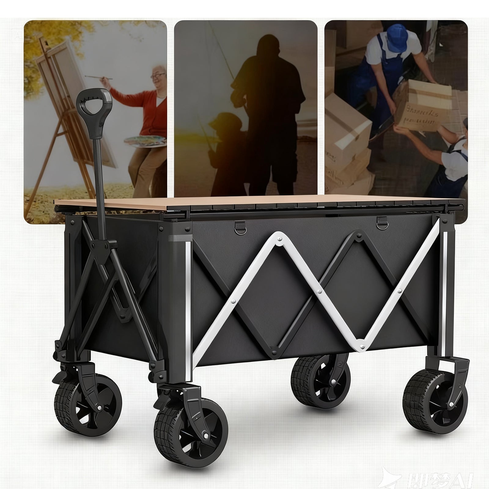 Foldable, easy to store, outdoor camping handcart