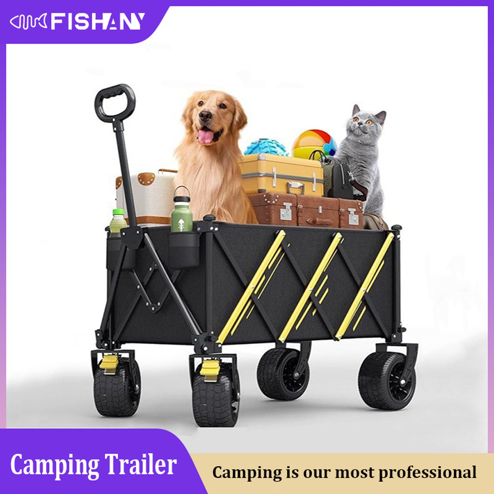 Foldable, easy to store, outdoor camping handcart