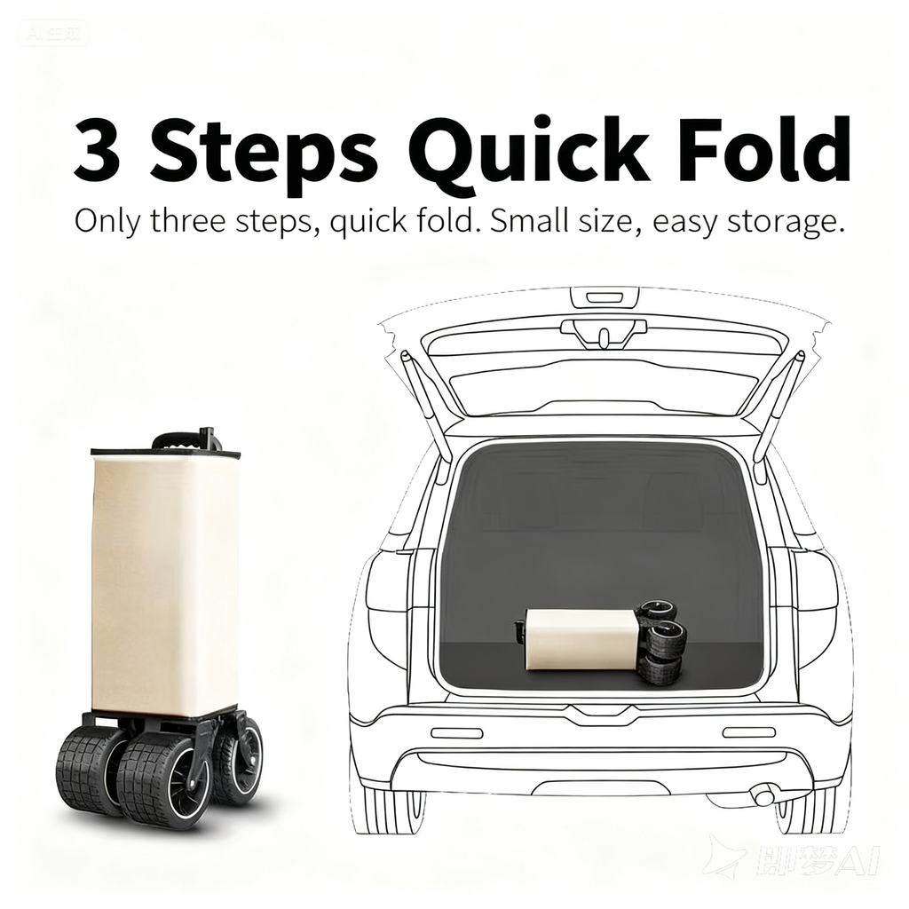 Foldable, easy to store, outdoor camping handcart
